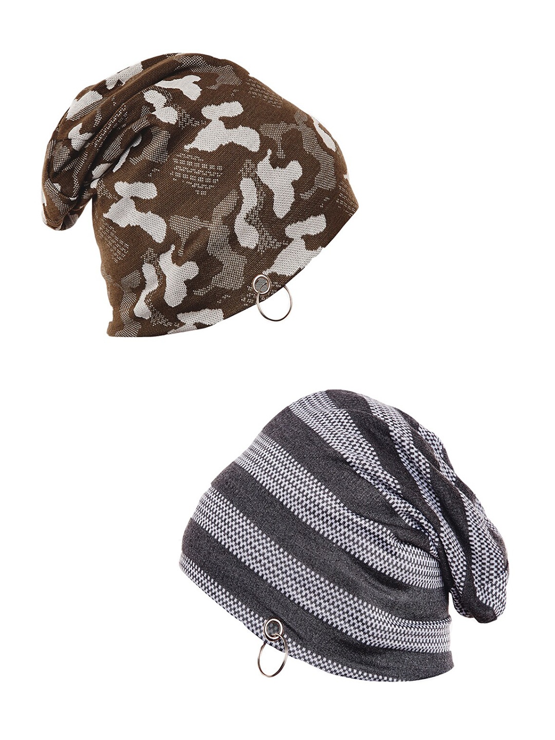 

VIMAL JONNEY Unisex Pack of 2 Printed Beanie, Olive