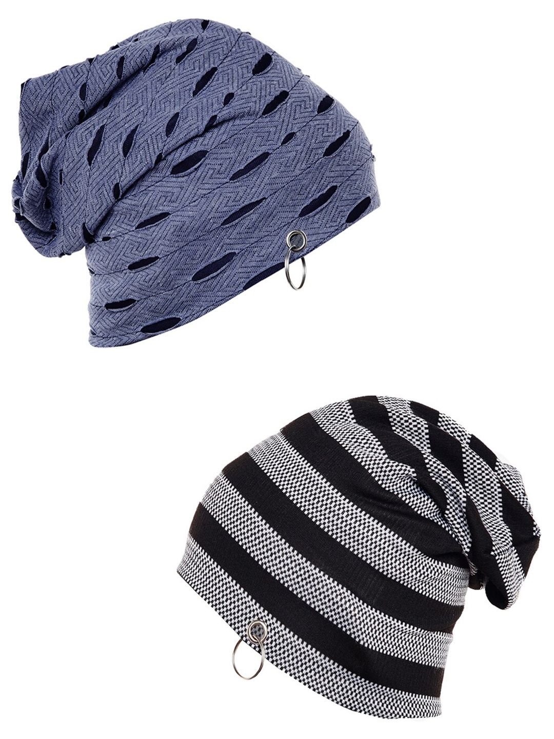 

VIMAL JONNEY Unisex Navy Blue & Grey Printed Beanie