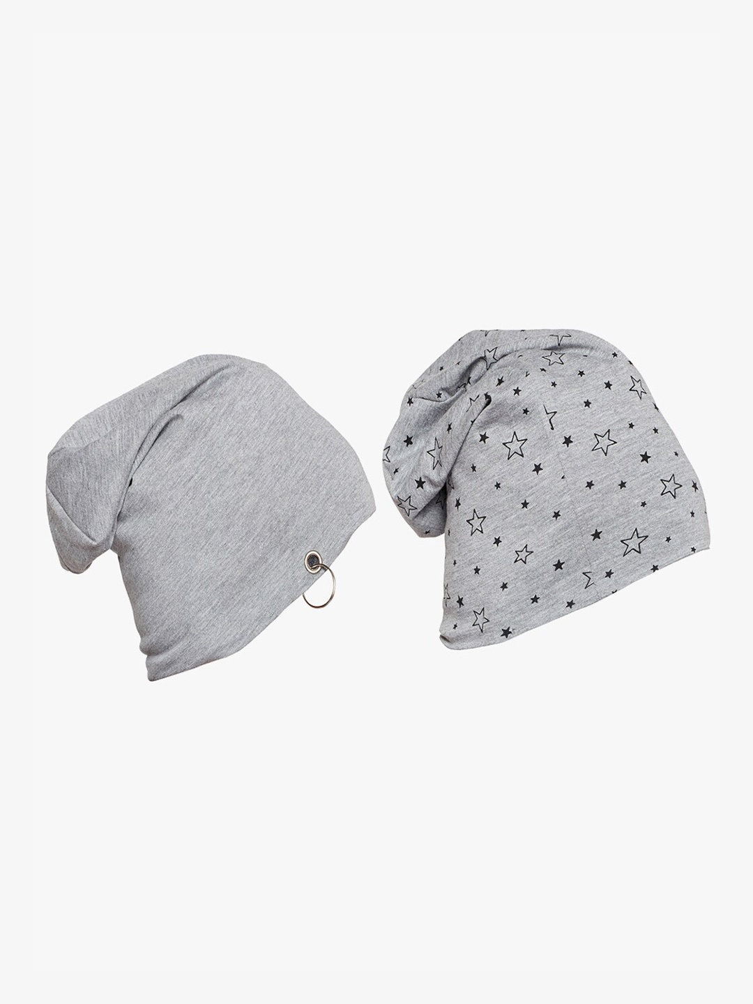 

MACK JONNEY Pack Of 2 Grey Printed Beanie Caps