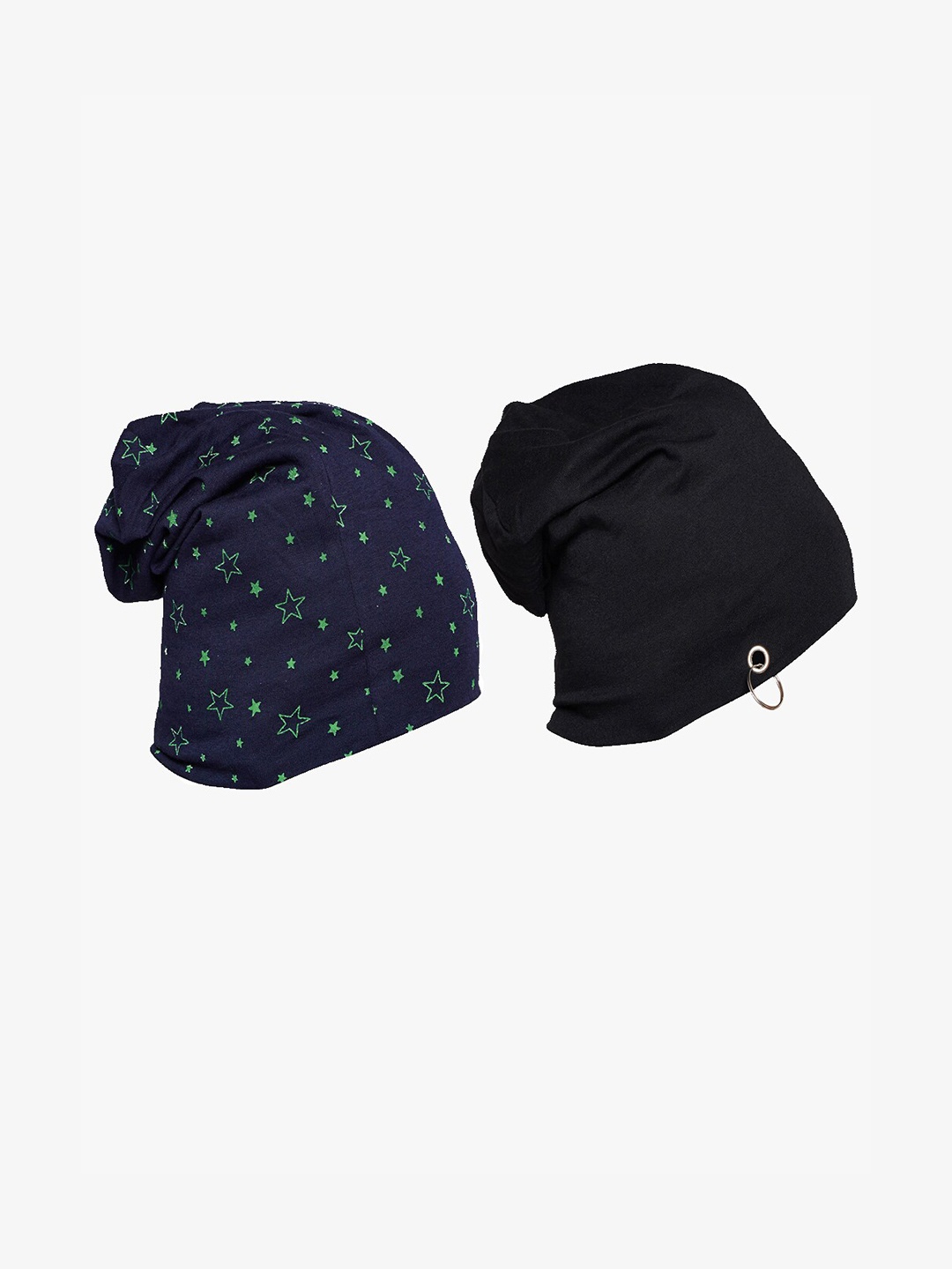 

MACK JONNEY Unisex Pack Of 2 Printed Beanies, Black