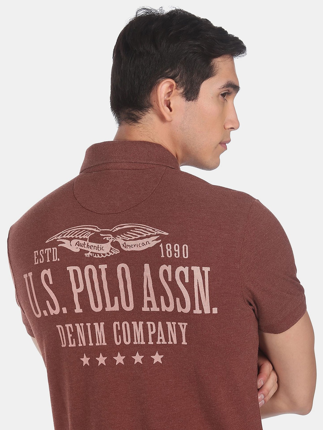 

U.S. Polo Assn. Denim Co. Men Red Brand Logo Polo Collar T-shirt