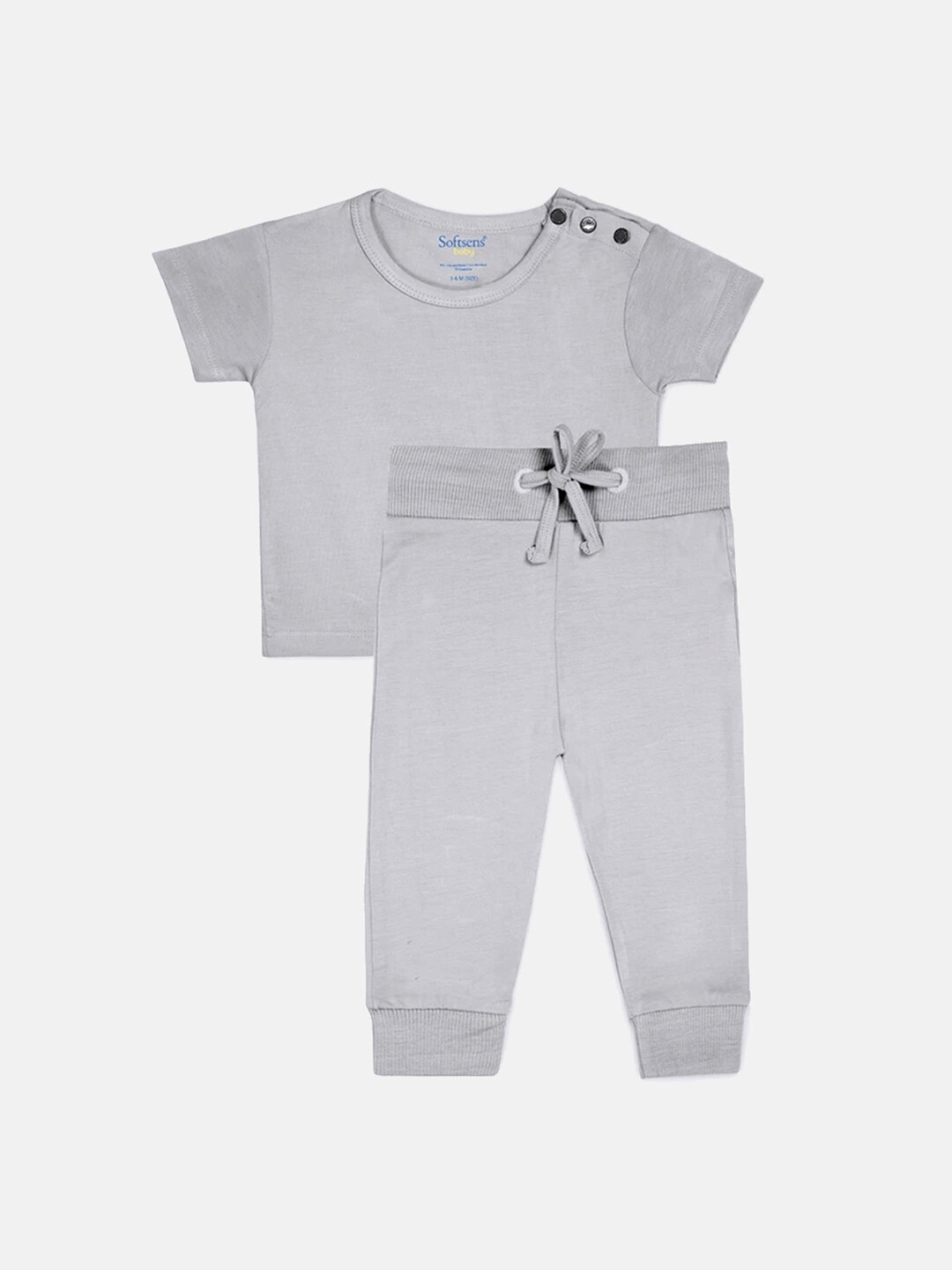 

Softsens Kids Grey Solid Bamboo Top With Pyjamas