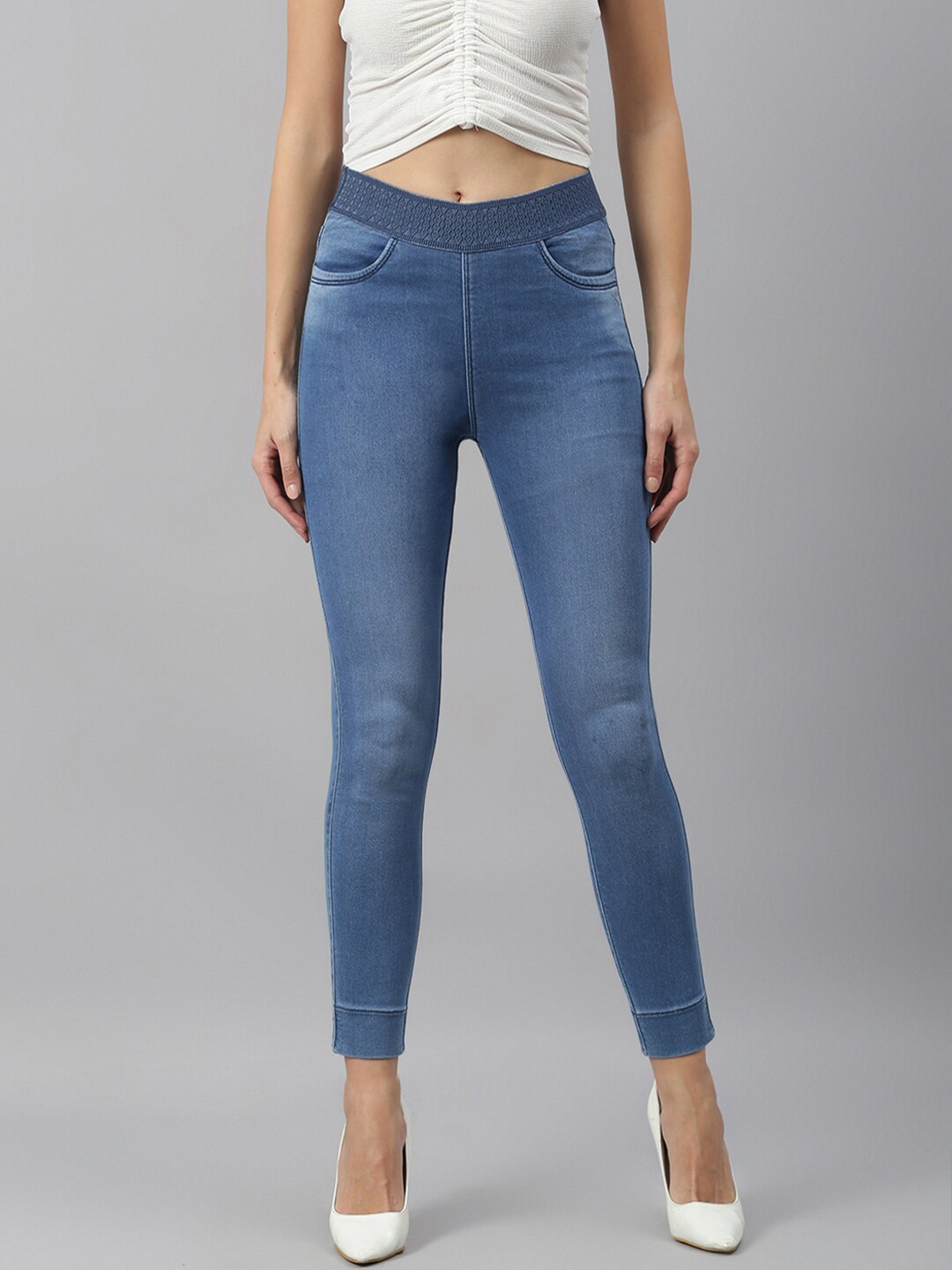 

Xpose Women Blue Solid Skinny-Fit Denim Jeggings