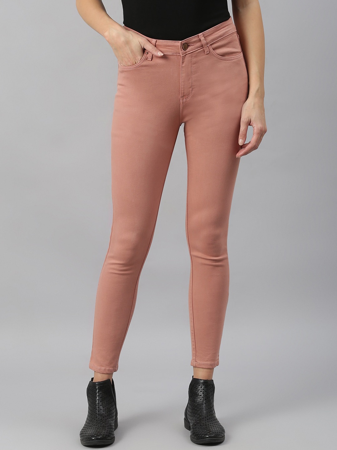 

Xpose Women Peach-Coloured Slim Fit High-Rise Stretchable Jeans