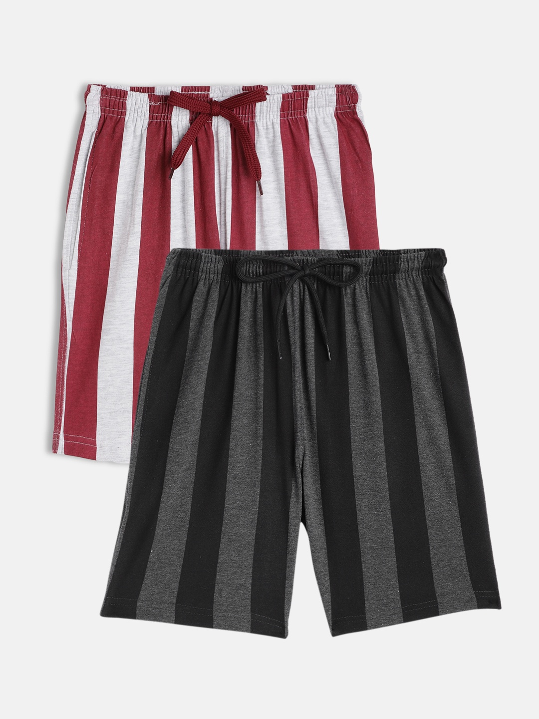 

SEYBIL Girls Pack of 2 Striped Cotton Rich Lounge Shorts, Charcoal