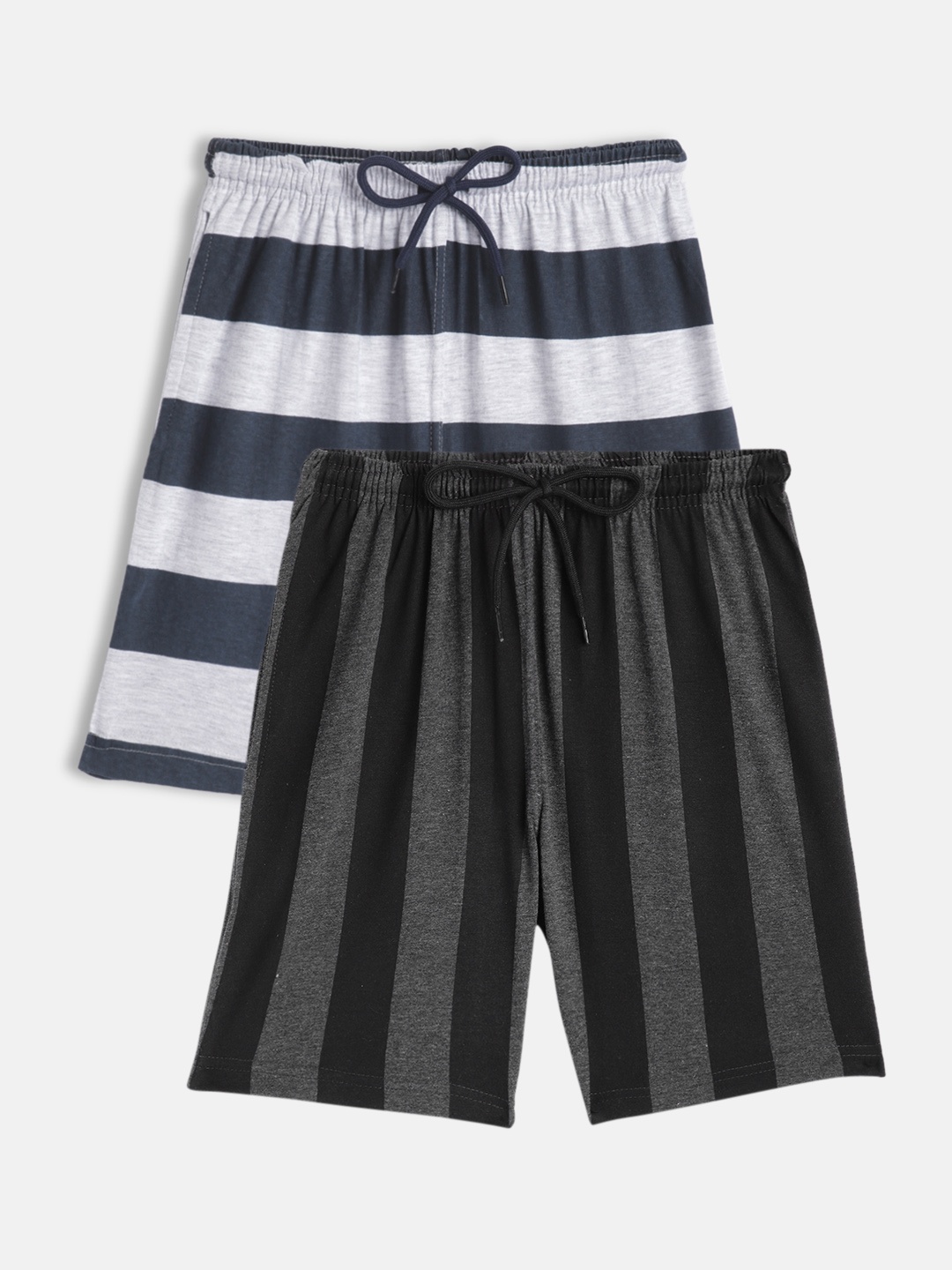 

SEYBIL Girls Charcoal & Blue 2 Striped Lounge Shorts