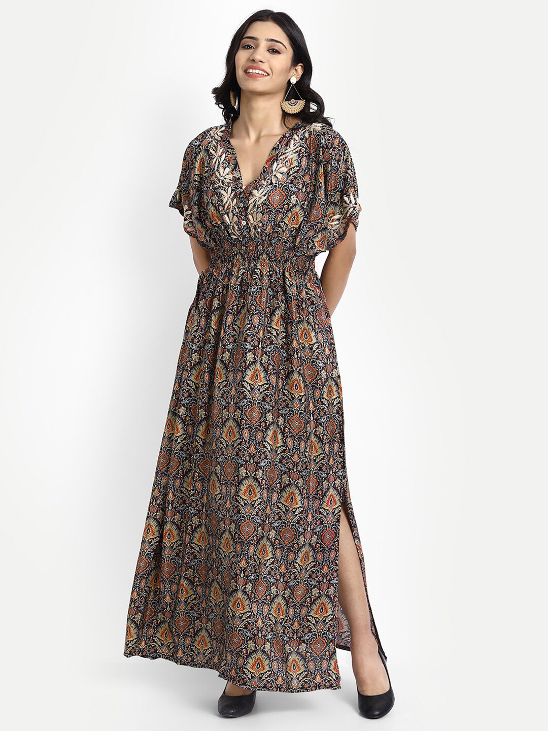 

HOUSE OF KARI Multicoloured Hand Embroidered Chickenkari Maxi Dress, Multi