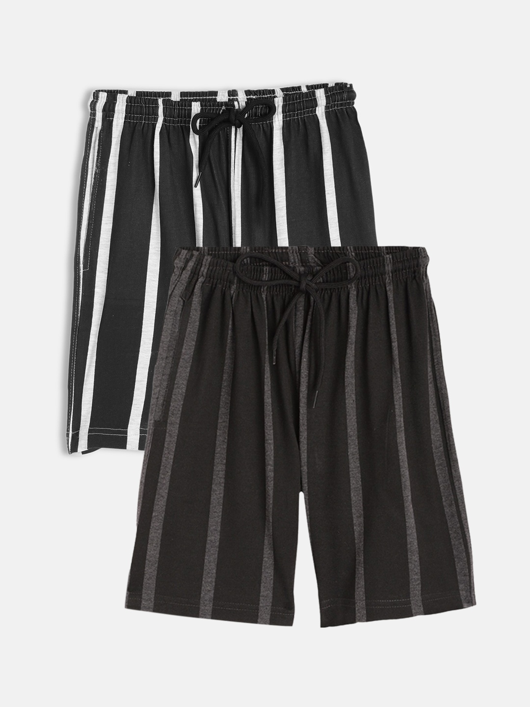 

SEYBIL Girls Pack of 2 Striped Cotton Rich Lounge Shorts, Black