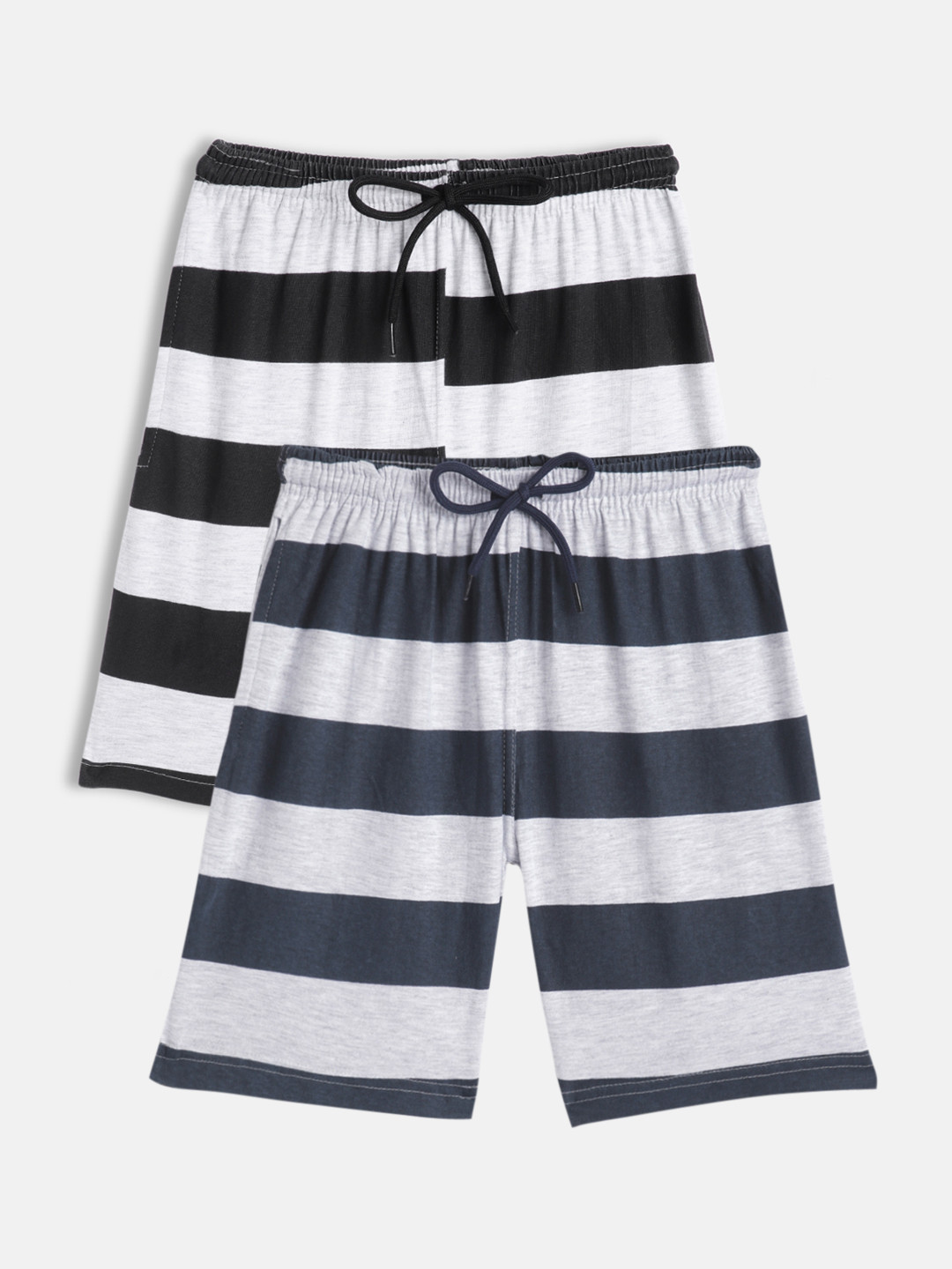 

SEYBIL Girls Pack of 2 Striped Cotton Rich Lounge Shorts, Grey melange
