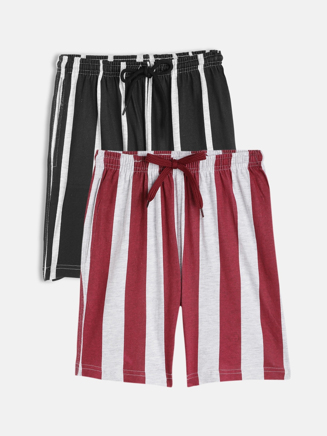 

SEYBIL Girls Pack Of 2 Navy Blue & Pink Striped Lounge Shorts