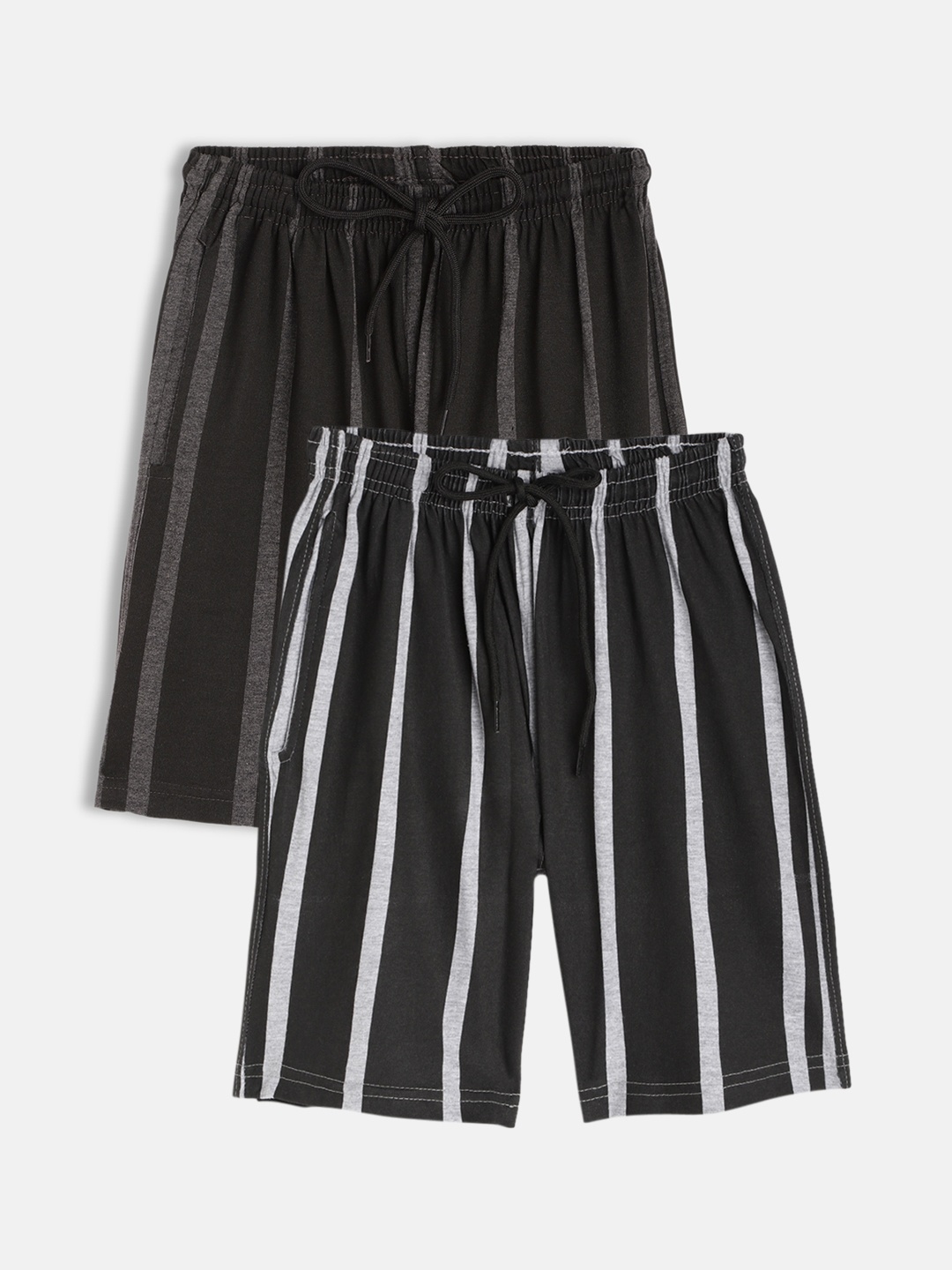 

SEYBIL Girls Pack of 2 Striped Cotton Rich Lounge Shorts, Black