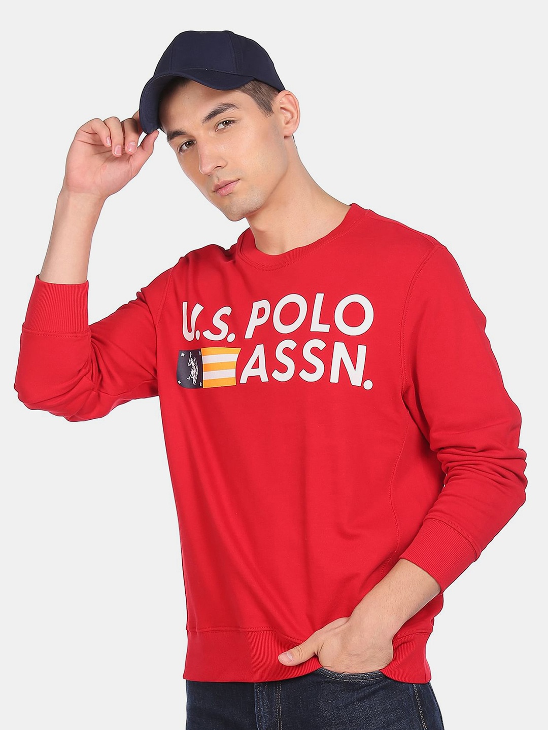 

U.S. Polo Assn. Denim Co. Men Red Printed Sweatshirt