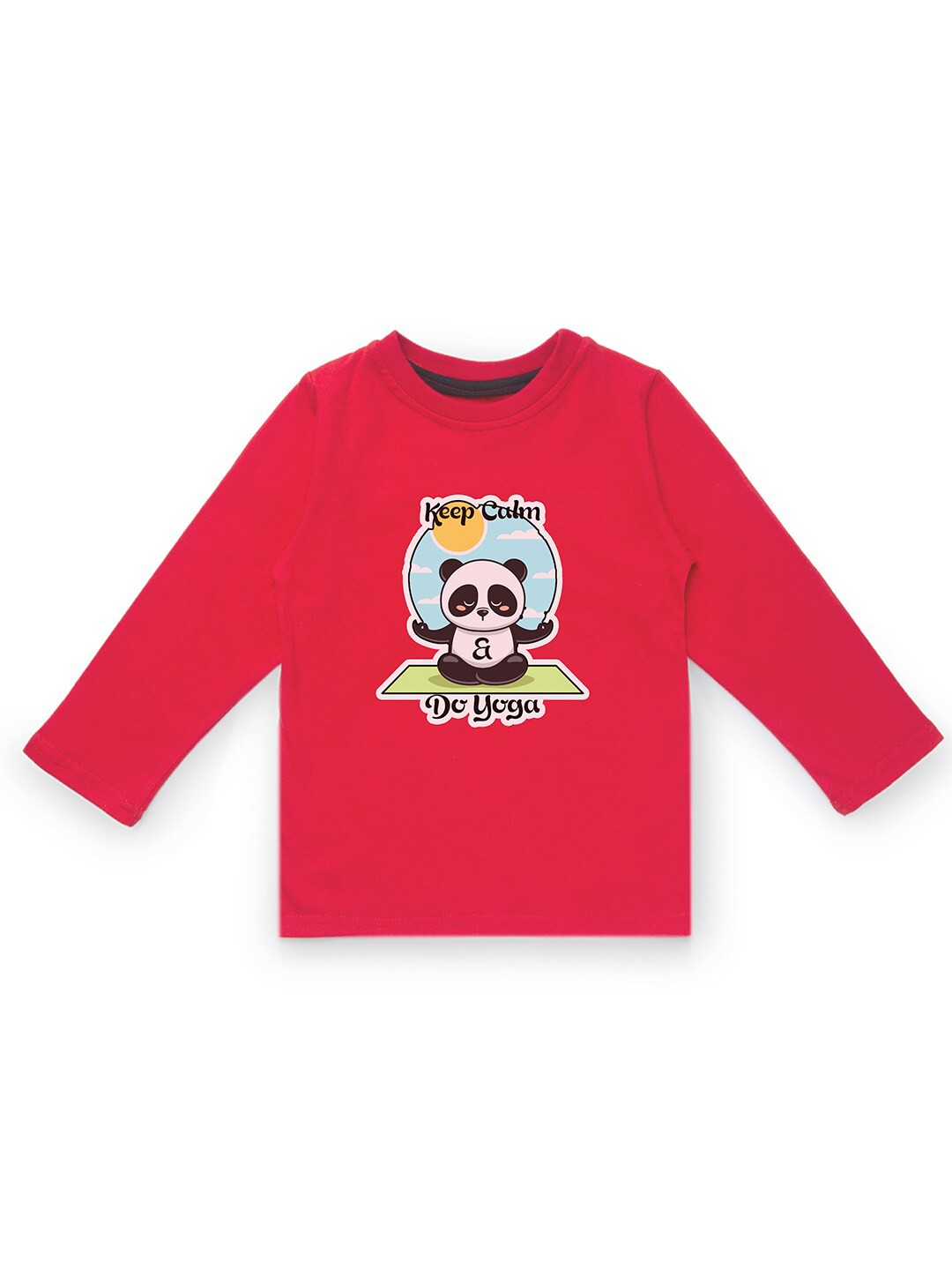 

KAVEE Infant Boys Red Printed Biowashed Round Neck Pure Cotton T-shirt