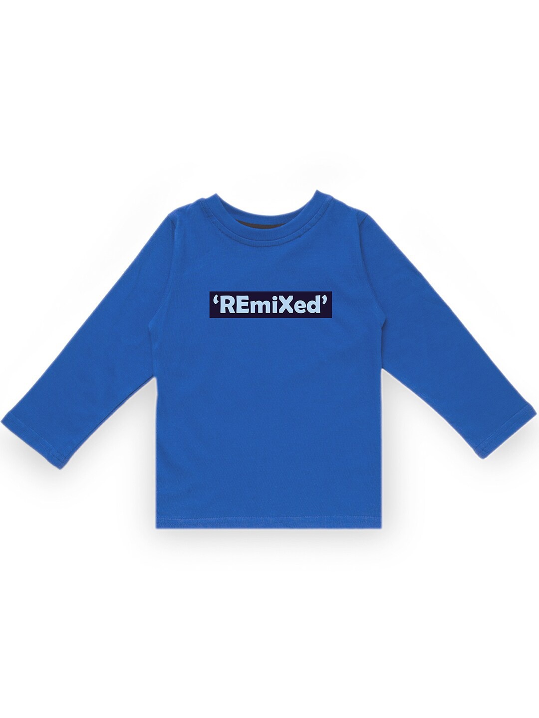 

KAVEE Infant Boys Blue Typography Print Biowashed Round Neck Pure Cotton T-shirt