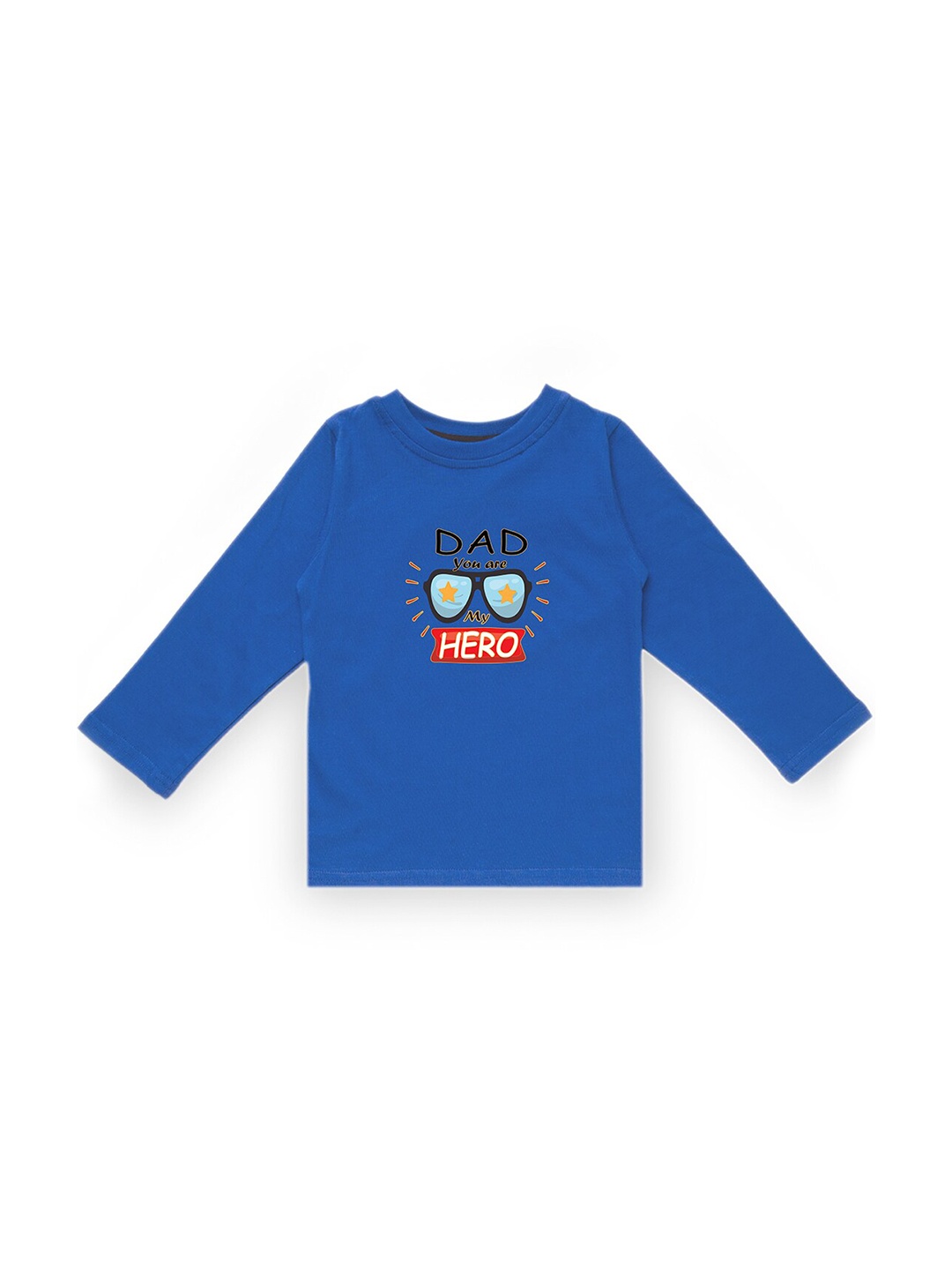 

KAVEE Infant Boys Blue Typography Printed Biowashed Round Neck Pure Cotton T-shirt