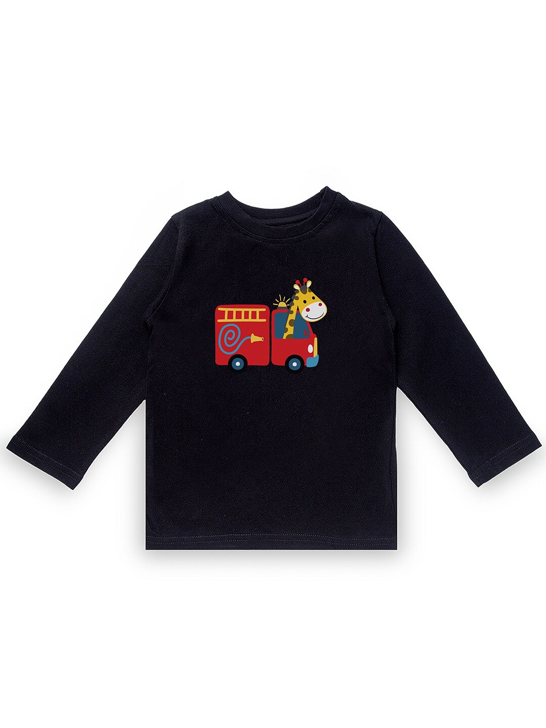 

KAVEE Boys Black Typography Printed Applique T-shirt