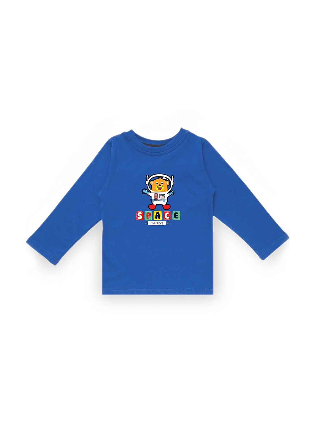 

KAVEE Infant Boys Blue Printed Biowashed Round Neck Pure Cotton T-shirt
