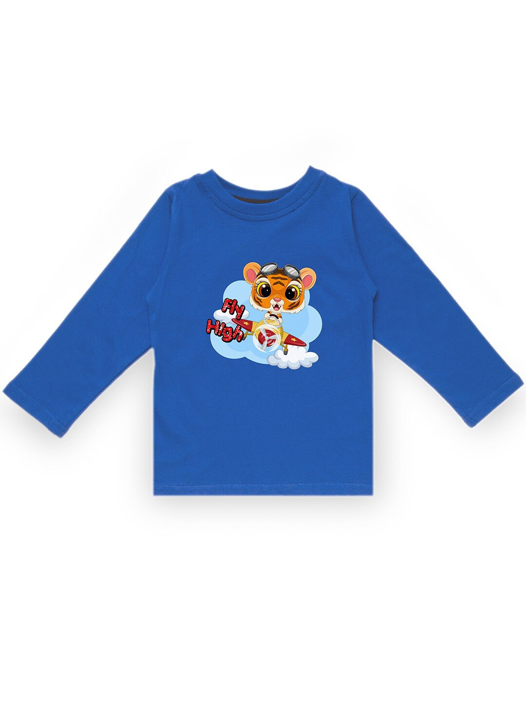 

KAVEE Infant Boys Blue Printed Biowashed Round Neck Pure Cotton T-shirt