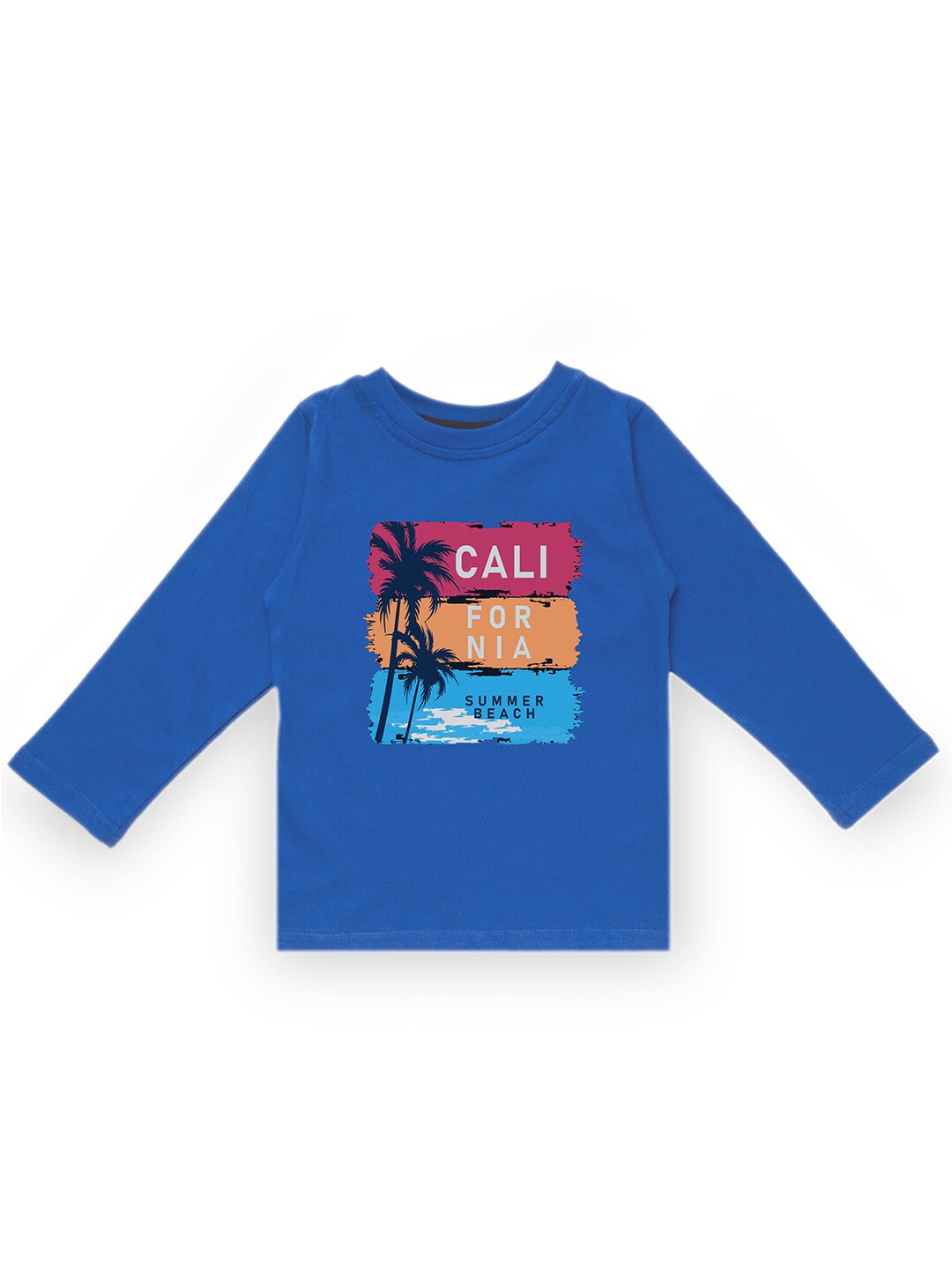 

KAVEE Boys Blue Typography Printed Biowashed Round Neck Pure Cotton T-shirt