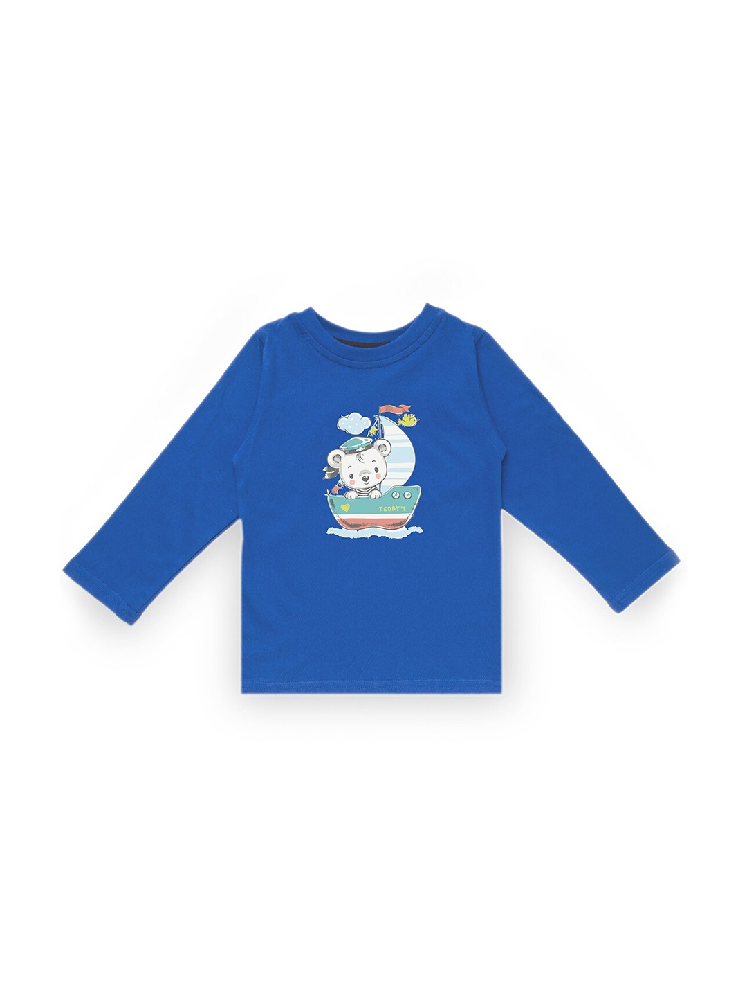 

KAVEE Infant Boys Blue Printed Biowashed Round Neck Pure Cotton T-shirt