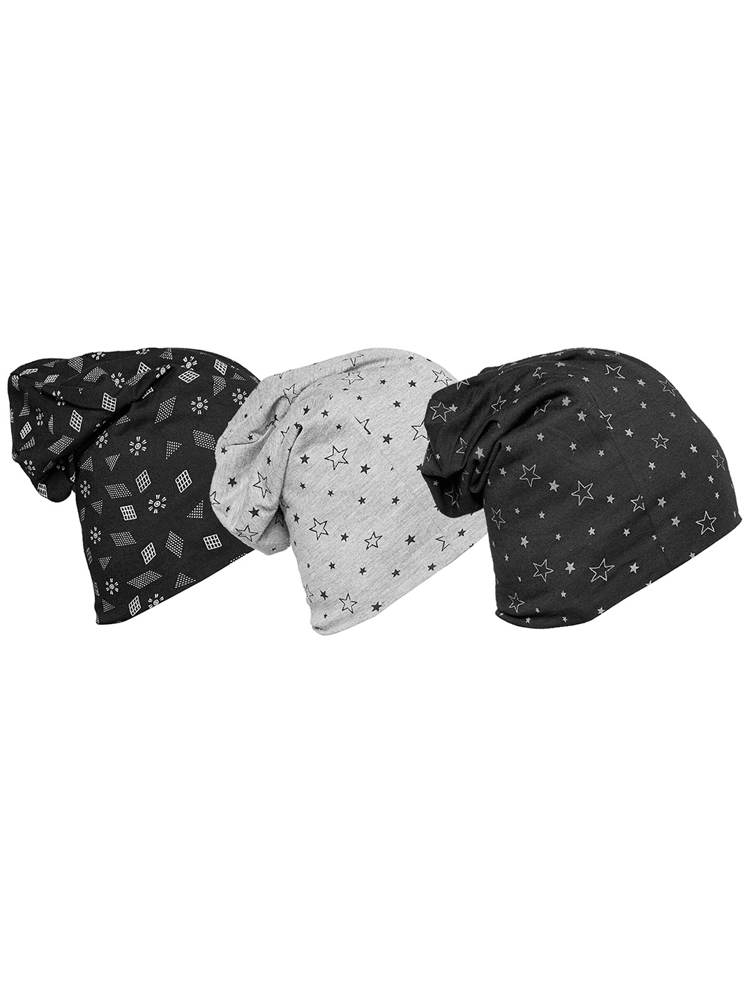 

MACK JONNEY Unisex Black & White Printed Beanie