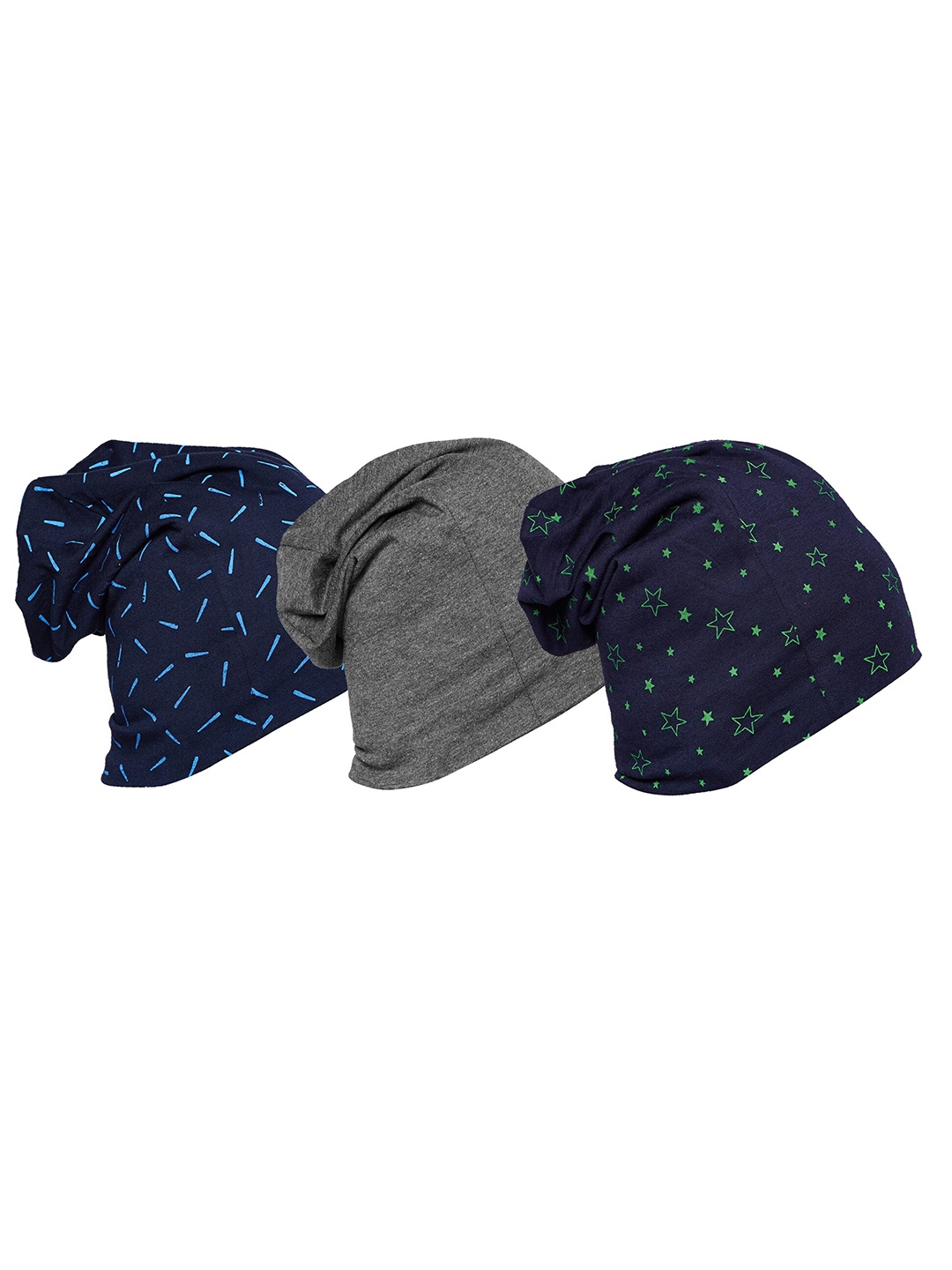 

MACK JONNEY Unisex Pack of 3 Printed Beanie, Grey