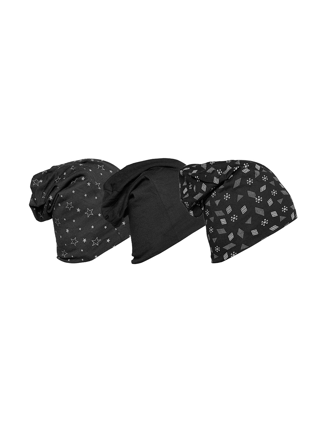 

VIMAL JONNEY Unisex Black & White Printed Beanie