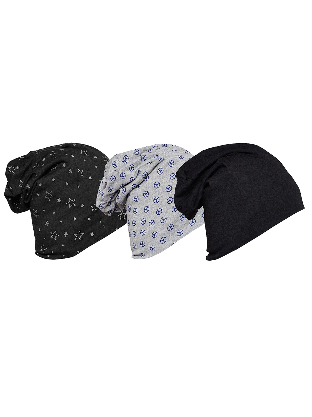 

VIMAL JONNEY Unisex Black & Grey Set Of 3 Printed Beanie