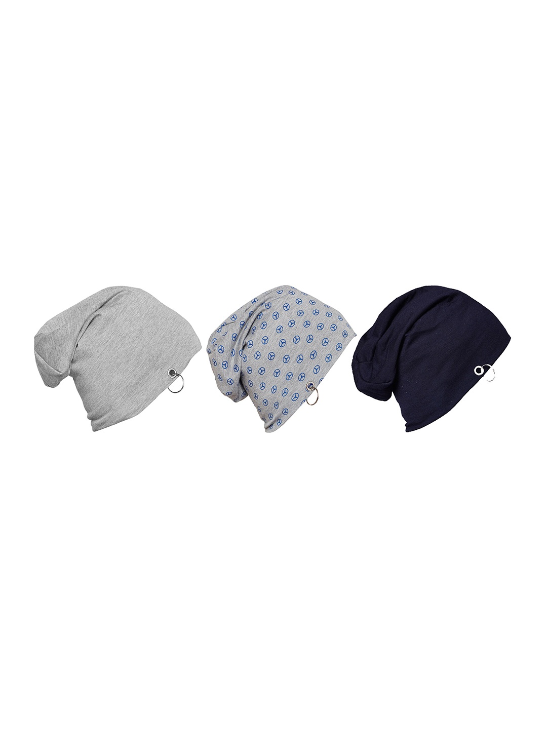 

VIMAL JONNEY Unisex Pack Of 3 Navy Blue & Grey Printed Beanie