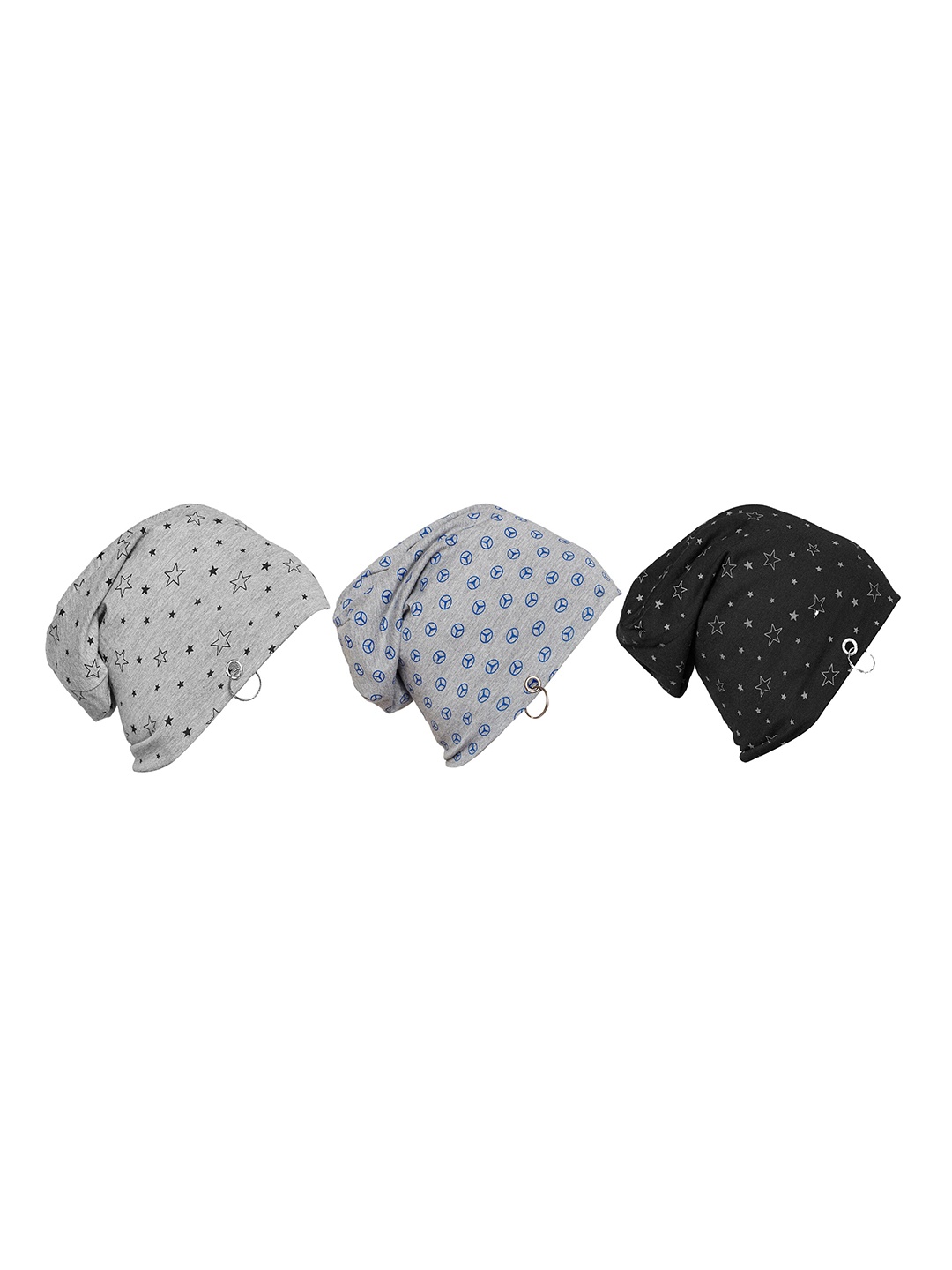 

MACK JONNEY Unisex Pack Of 3 Printed Beanie, Grey