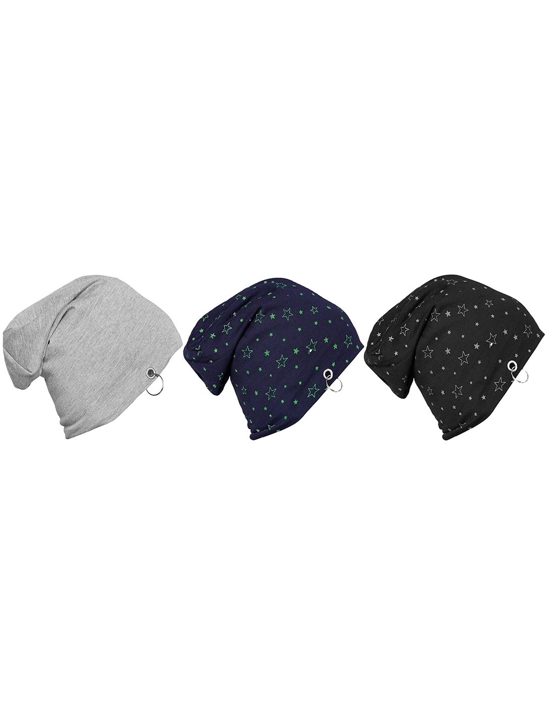 

MACK JONNEY Unisex Set Of 3 Multicoloured & Navy Blue Printed Beanie, Multi