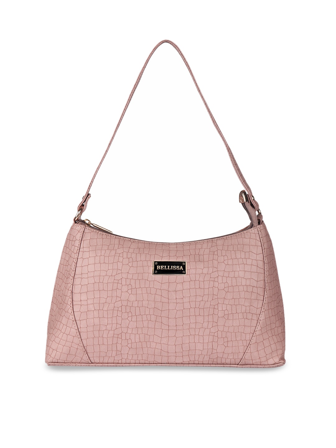 

Bellissa Pink Animal Textured Structured Baguette Bag