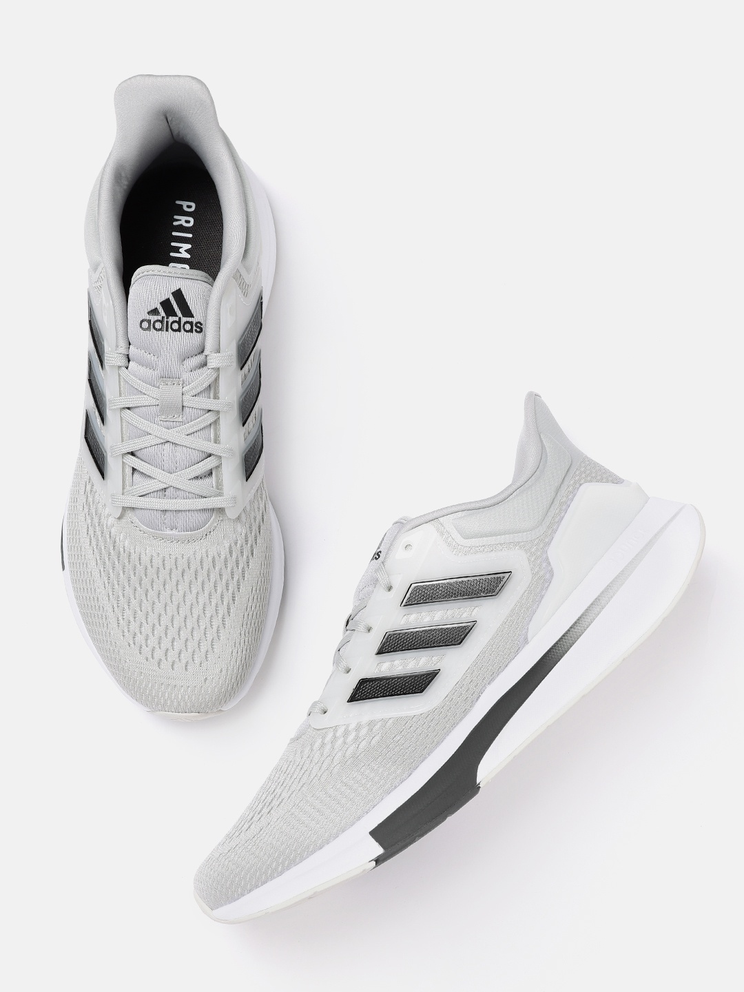 

ADIDAS Men Grey & Black Eq21 Lightweight Woven Design Sustainable Running Shoes