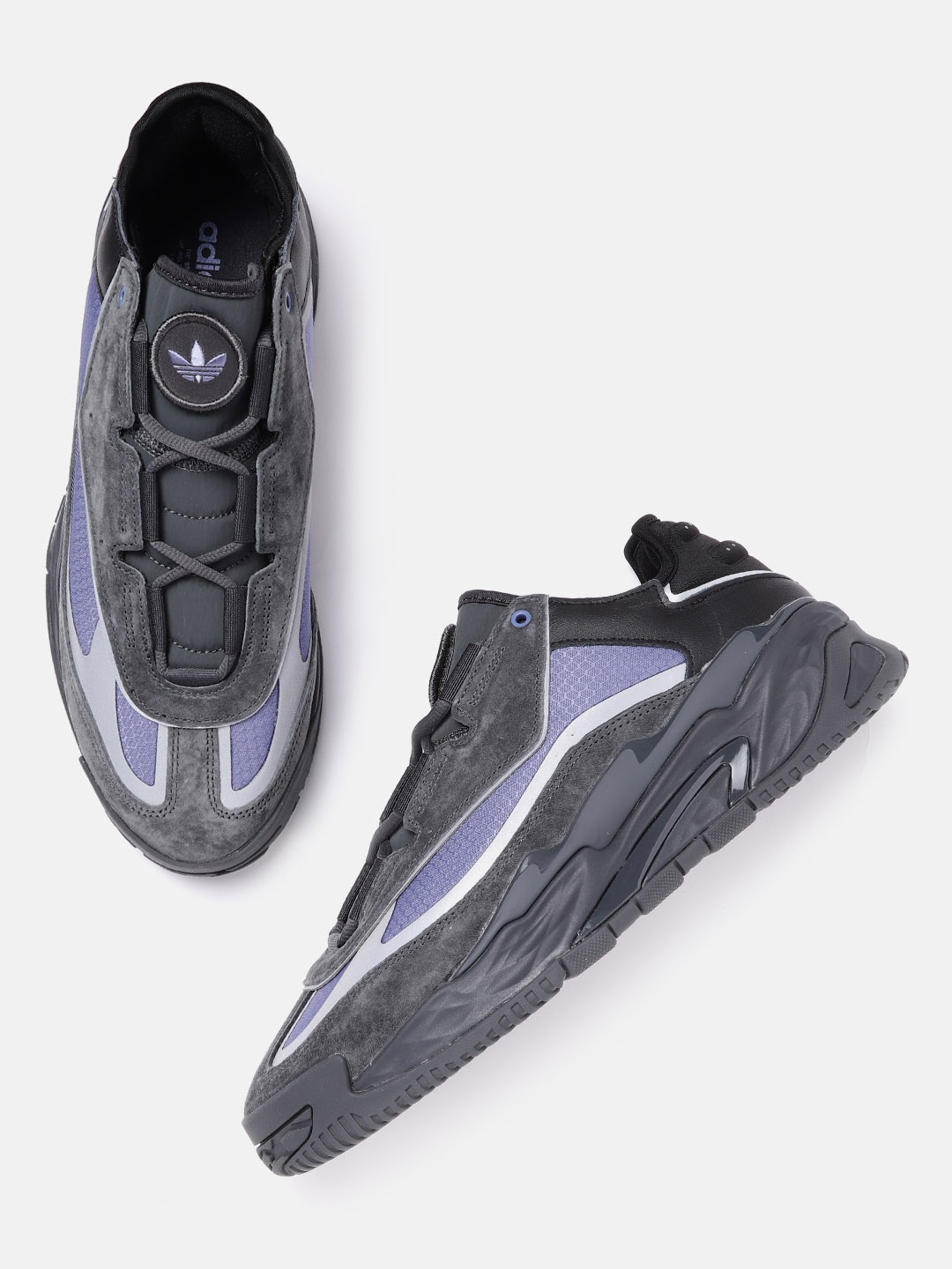 

ADIDAS Originals Men Black & Violet Leather Niteball Sneakers