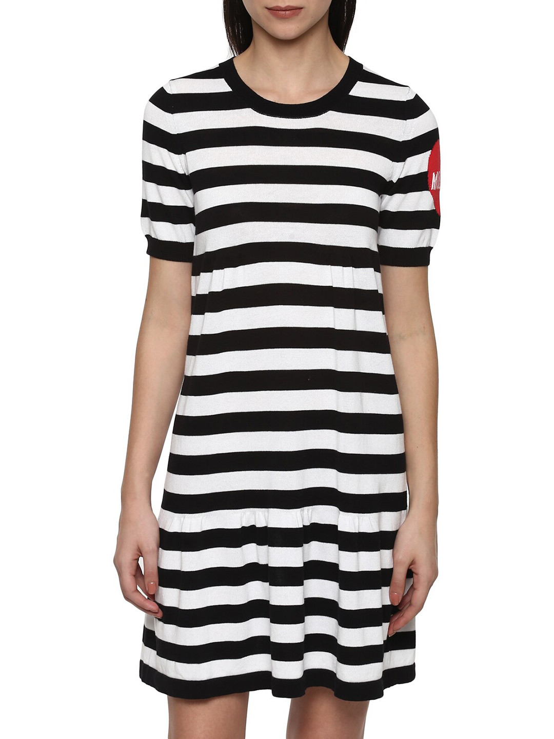 

LOVE MOSCHINO Women Black Striped T-shirt Dress