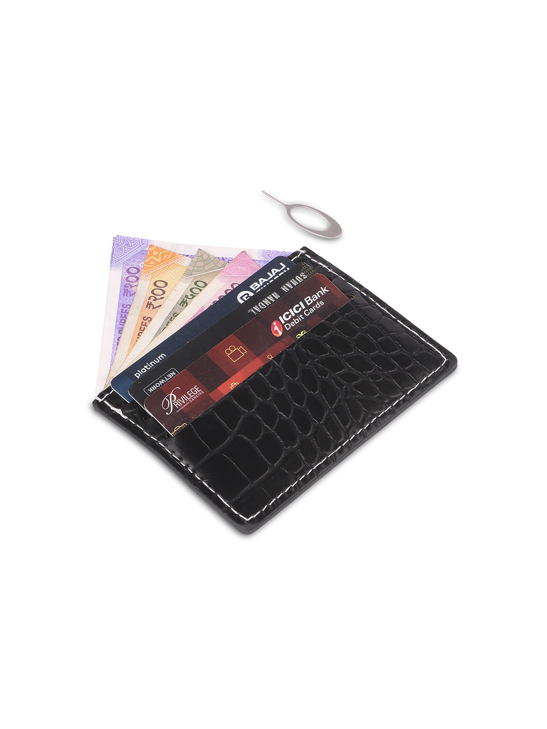 

Instabuyz Men Black Textured Card Holder