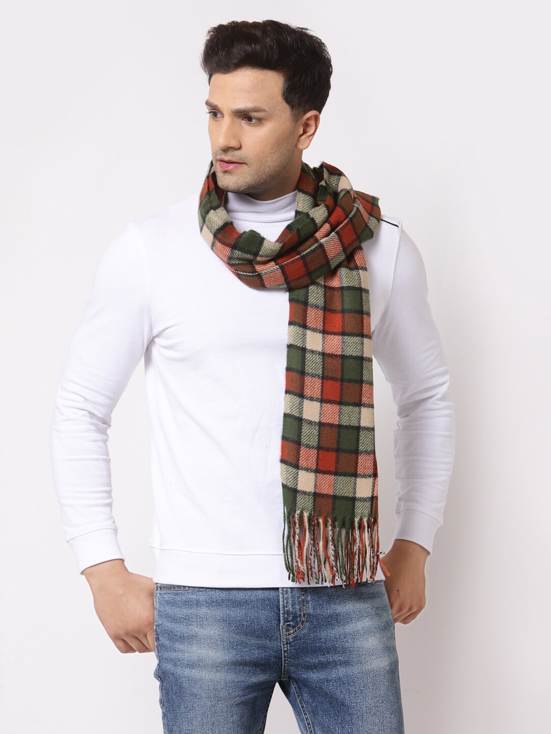 

Calvadoss Men Multicoloured Checked Wool Stole, Multi