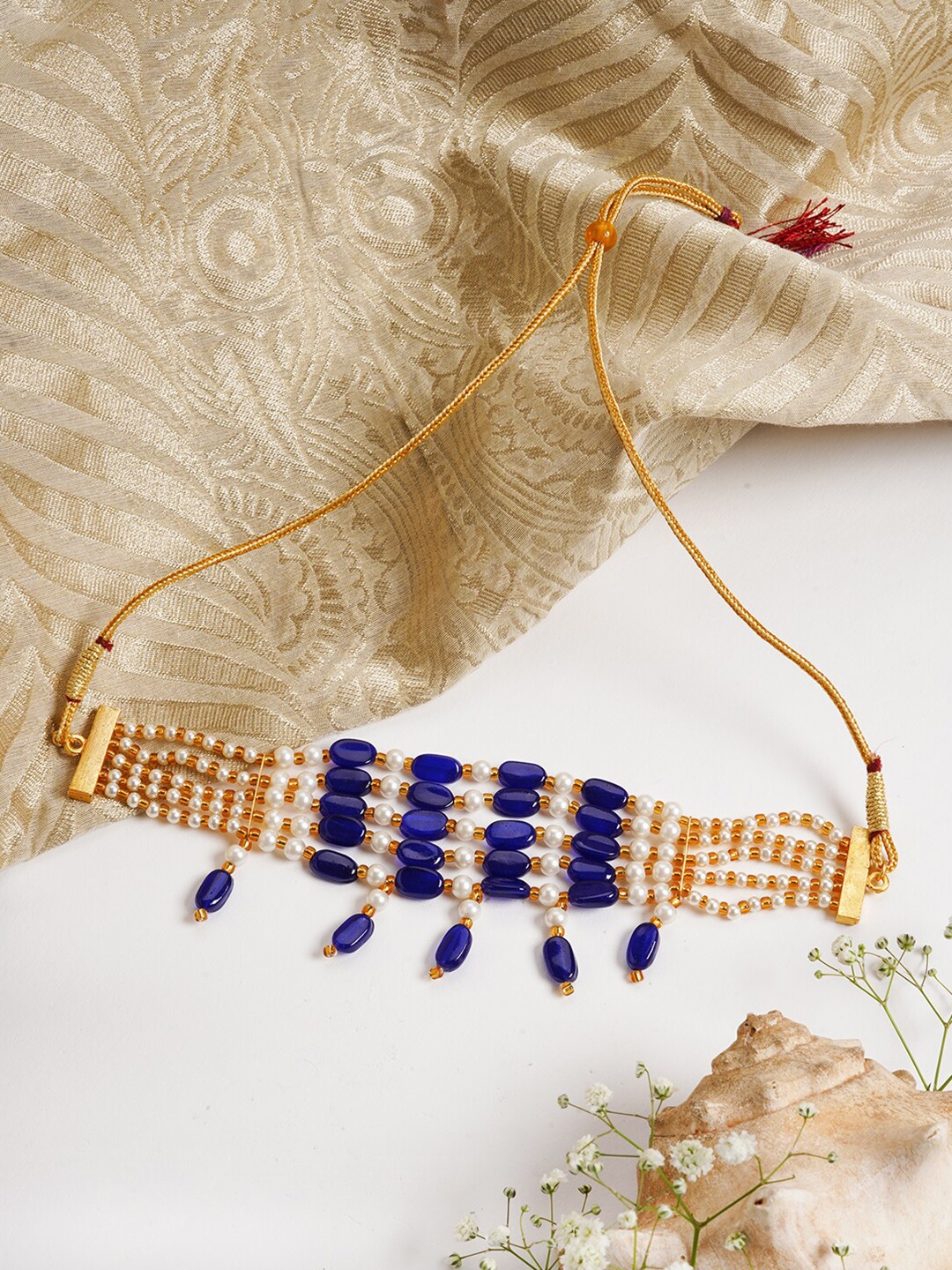 

TEEJH Gold-Plated Brass Beaded Necklace