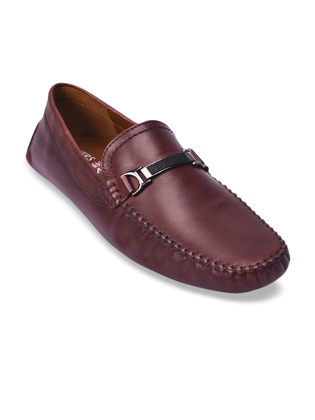 

Pavers England Men Burgundy Solid Leather Loafers