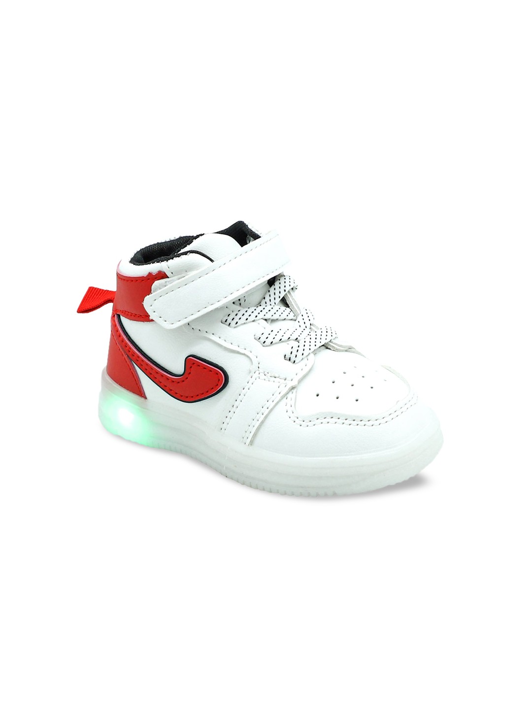 

FEETWELL SHOES Unisex Kids White Colourblocked PU High-Top Sneakers