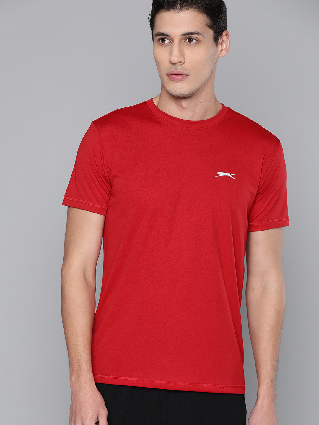 

Slazenger Men Red Solid Running T-shirt