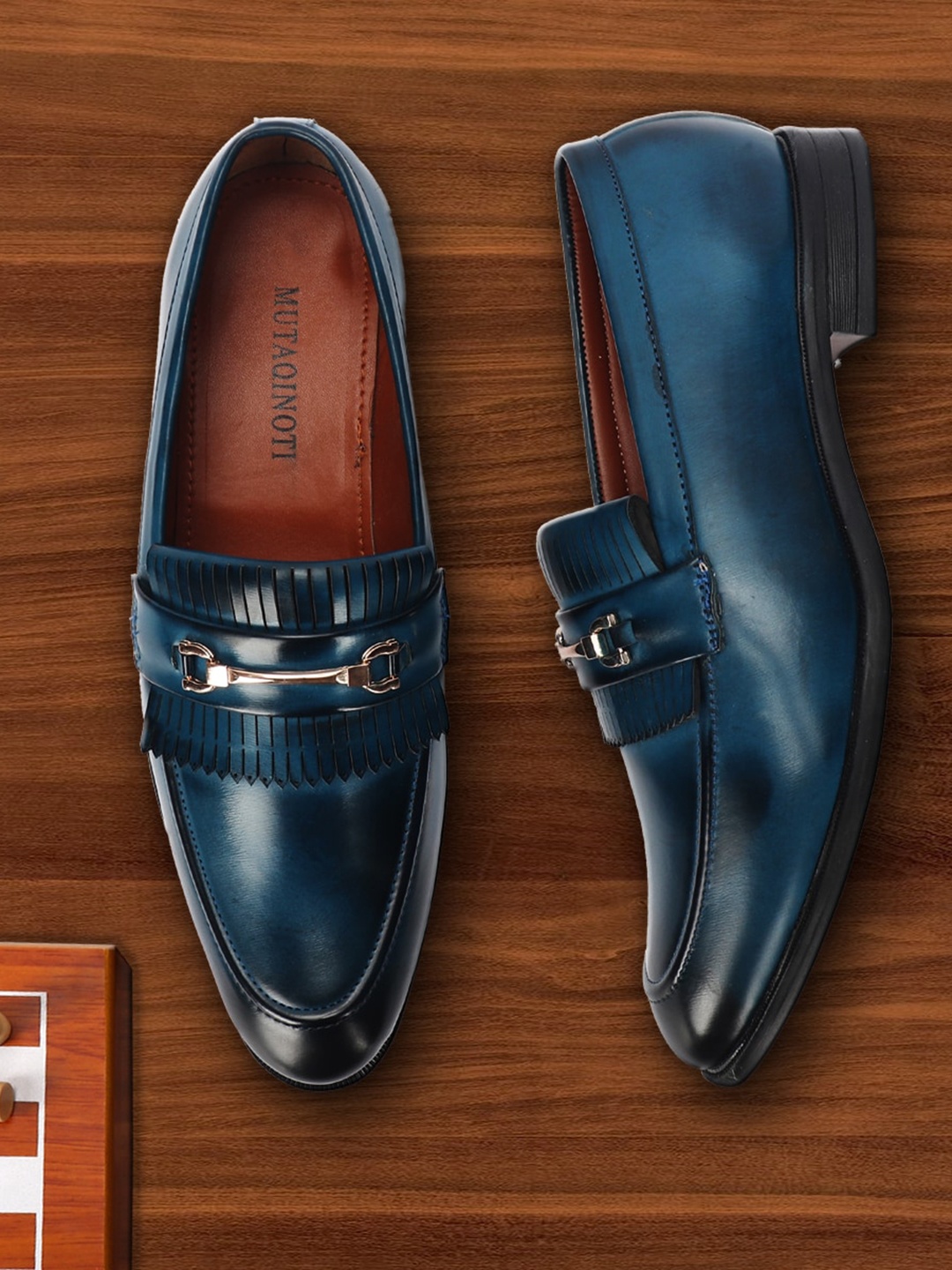 

MUTAQINOTI Men Blue Solid Formal Loafers