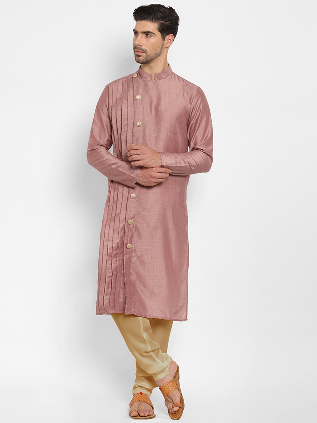 

Ethnovog Men Mauve Angrakha Kurta with Churidar