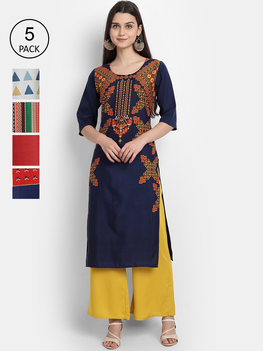 

7Threads Women Multicoloured Thread Work Crepe Kurta, Multi