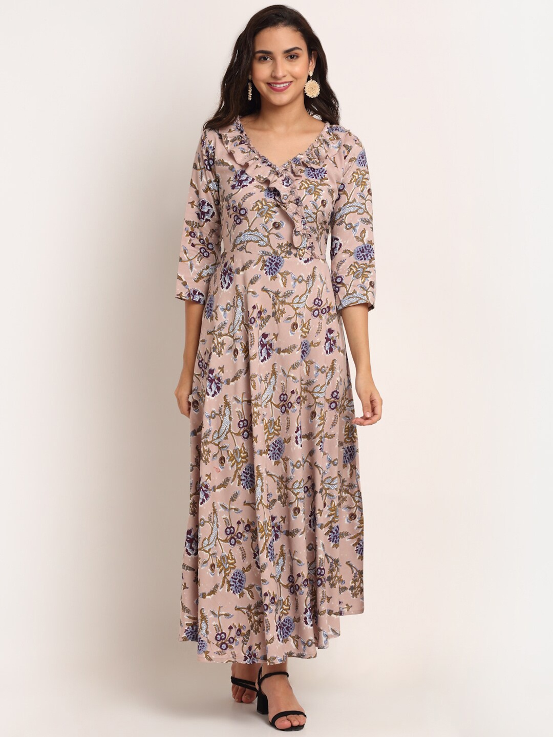 

Aawari Beige Floral Maxi Dress