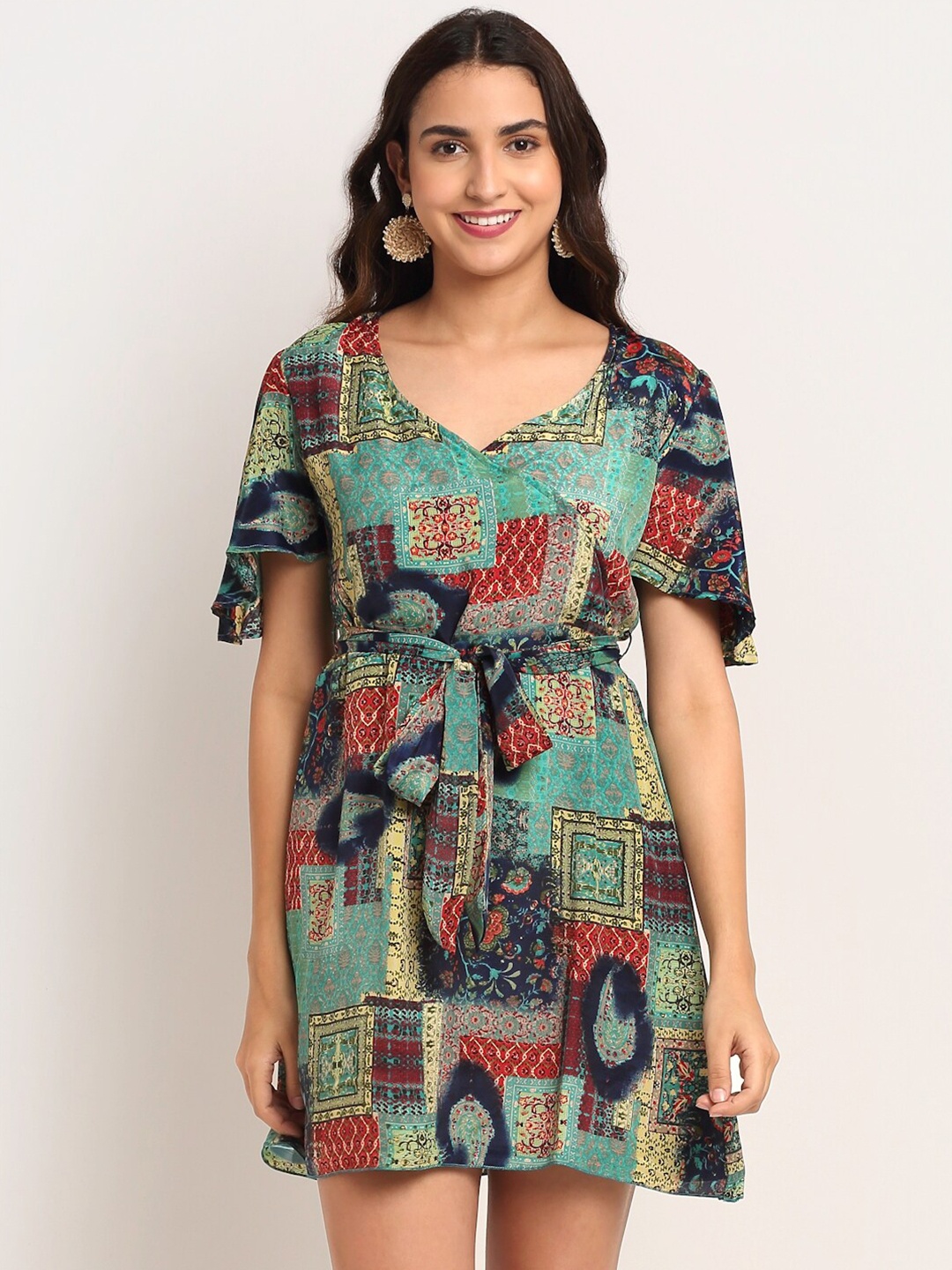 

Aawari Multicoloured Ethnic Motifs A-Line Dress, Multi