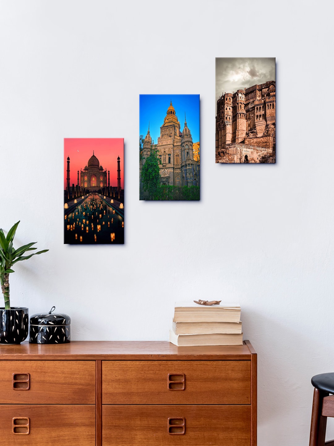 

999Store Set Of 3 Painting Framed Wall Art, Brown