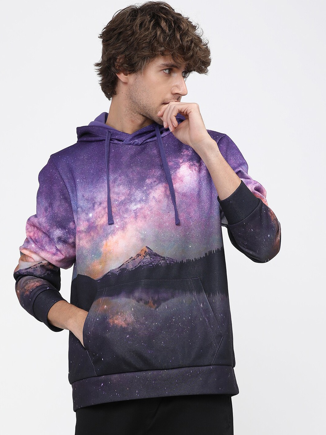 

HIGHLANDER Men Multicoloured Printed Hooded Sweatshirt, Multi