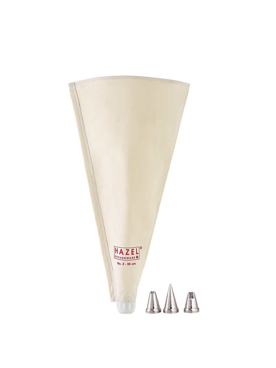 

HAZEL White & Silver-Toned Cotton Piping Bag With 3 Nozzles