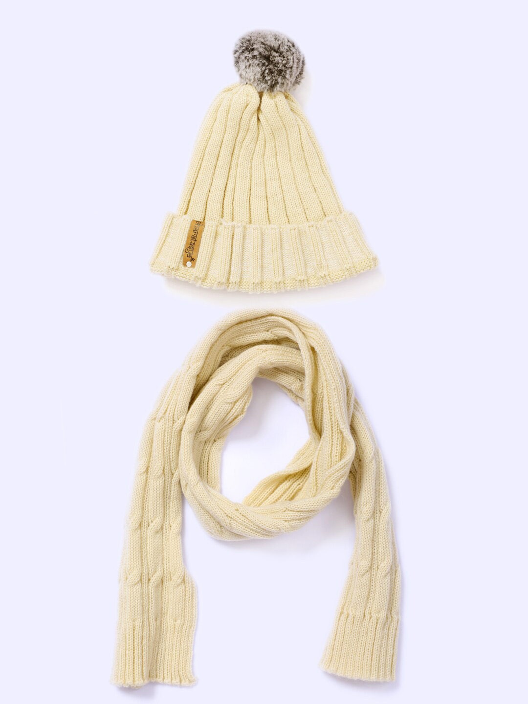 

Bharatasya Women Cream-Coloured Winter Beanie & Muffler